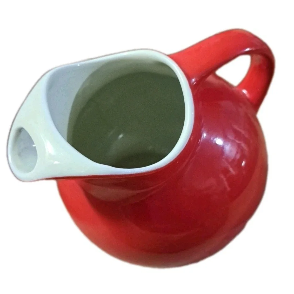 Vintage Hall China Red Chinese Large Ball Jug With Ice‎ Lip